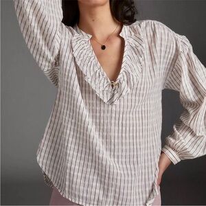 Anthropologie- Pilcro Brianna Ruffled Blouse
